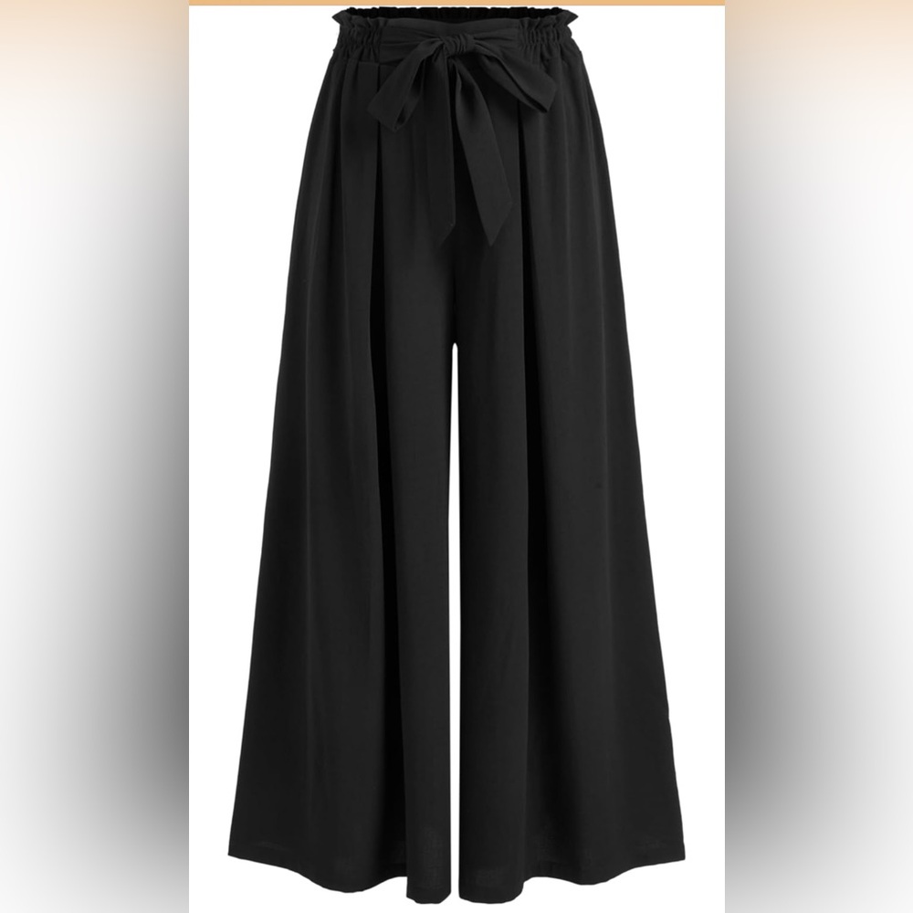 NWT CIDER Mid Rise Ruched Knotted Wide Leg Trousers